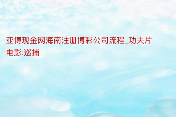 亚博现金网海南注册博彩公司流程_功夫片电影:巡捕